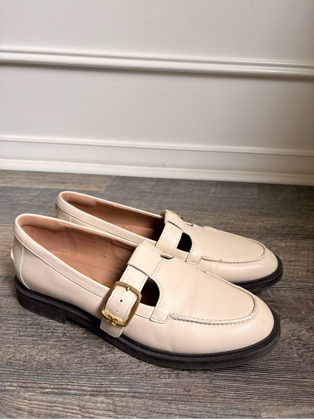 Sam Edelman Women’s Cream Leather Mary Jane Loafers